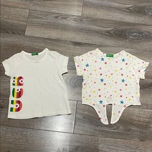 5/$25- United Colors of Benetton baby girl tshirts 12 month graphic & star print